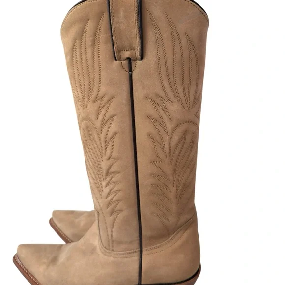 Steve Madden Lonestar Western Boot Size 7 Tan Leather cowboy Pointed Toe West - Picture 4 of 9